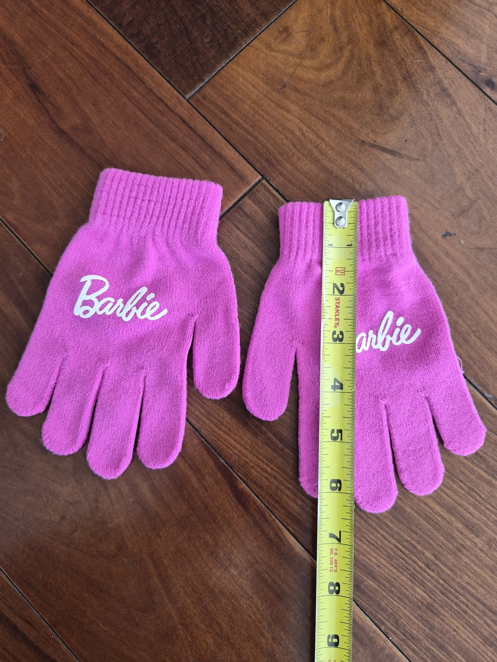 Barbie Girls Hot Pink Knit Beanie Pom Hat & Gloves Set - Picture 7 of 12